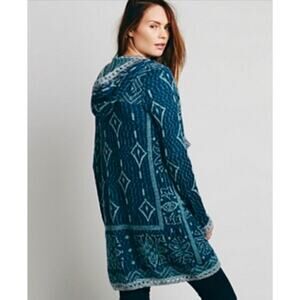 Free People Blue Tassel Cardigan Sweater